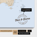 Mappa del mondo personalizzata come Mappa per puntine su tela multicolore, atlante con nomi stampati e una legenda per segnare i luoghi visitati