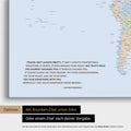 Mappa politica del mondo in atlante multicolore con citazione stampata di Anthony Bourdain, che può essere sostituita con qualsiasi altra citazione durante la personalizzazione