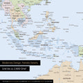 Dettaglio del poster mappa del mondo in atlante multicolore che mostra mappe dell'Asia