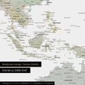 Dettaglio del poster mappa del mondo in salvia multicolore che mostra mappe dell'Asia