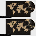 Mappa del mondo a colori Sonar Black (nero-oro) con profondità marine bidimensionali