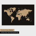 Mappa del mondo in versione standard neutra e colore Colore Sonar Black (nero-oro)
