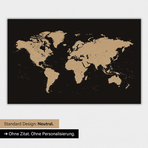 Mappa del mondo in versione standard neutra e colore Colore Sonar Black (nero-oro)