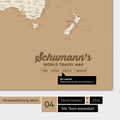 Mappa del mondo a colori Treasure Gold con personalizzazione come logo familiare